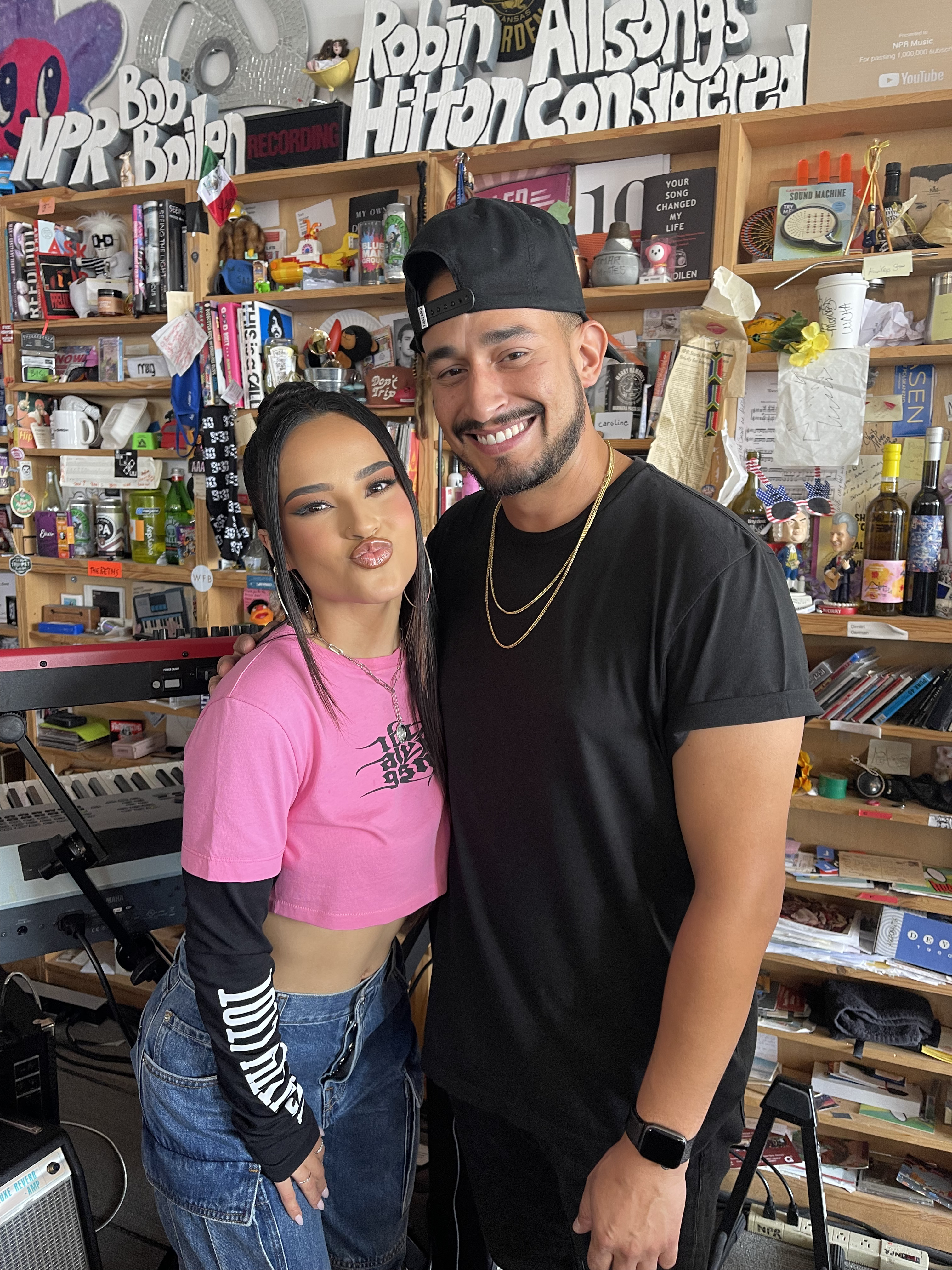 James Gabriel Morales with Becky G at her Tiny Desk Concert